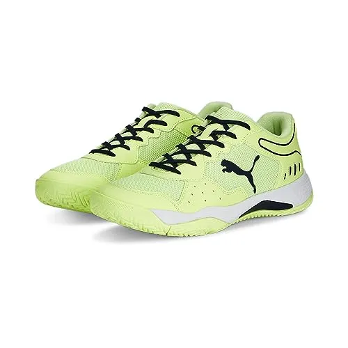 PUMA Solarsmash RCT Padelschuhe, Fast Yellow-Navy-White, 42.5 EU