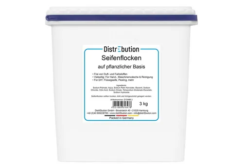 DistrEbution Handseife Seifenflocken – Natürlicher Reiniger für den Haushalt - Pflanzliche Seifenflocken für vielseitige Anwendungen im Haushalt. Frei von Duft- und Farbstoffen, ideal für empfindliche Haut und umweltfreundlich. Perfekt für Handwäsche, Maschinenwäsche und Allzweckreinigung.
