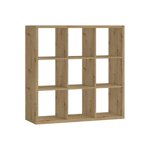 möbelando Raumteiler >Style< Modern in Artisan Eiche, 9 offene Fächer - Kompakter Raumteiler (112x112x38 cm) mit 9 offenen Fächern für praktischen Stauraum. Robuste Spanplatte mit pflegeleichter Melaminbeschichtung in Artisan Eiche sorgt für eine moderne Optik und hohe Langlebigkeit.