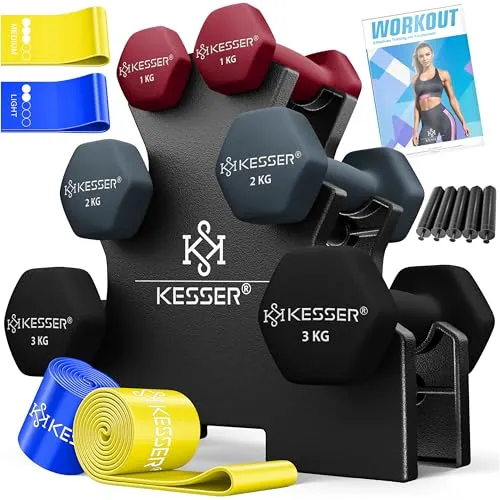 KESSER® Hantel-Set mit Ständer und Fitnessbändern von Kesser