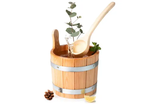 Liebenstein Aufgusskübel Sauna Eimer mit Kelle - Handgefertigt aus Lärche - Saunakübel aus naturbelassener Lärche, FSC zertifiziert, bietet hohe Hitzebeständigkeit und Langlebigkeit. Perfekt für dein Wellness Erlebnis.