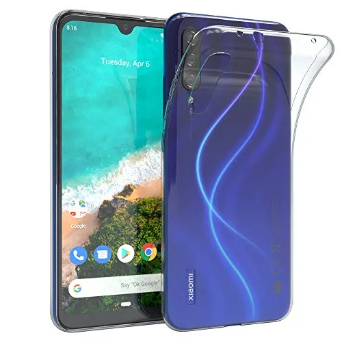 EAZY CASE Hülle kompatibel mit Xiaomi Mi A3 Schutzhülle Silikon, Ultra dünn, Slimcover, Handyhülle, Silikonhülle, Backcover, Durchsichtig, Klar Transparent