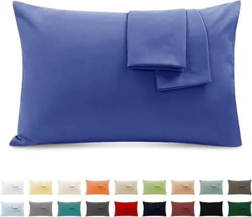 2er Set Kissenbezug 100% Baumwolle 50x70 cm 2 PCS, Superweicher Premium Jersey Kopfkissenbezug, Kissenhülle Blau