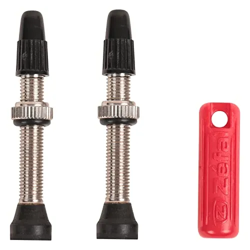 ZEFAL Tubeless Valves - Silberne tubeless Ventile, 45 mm, 2er-Set, inkl. Werkzeug, Bike/Fahrrad/MTB/Mountain, Schwarz, 45 mm
