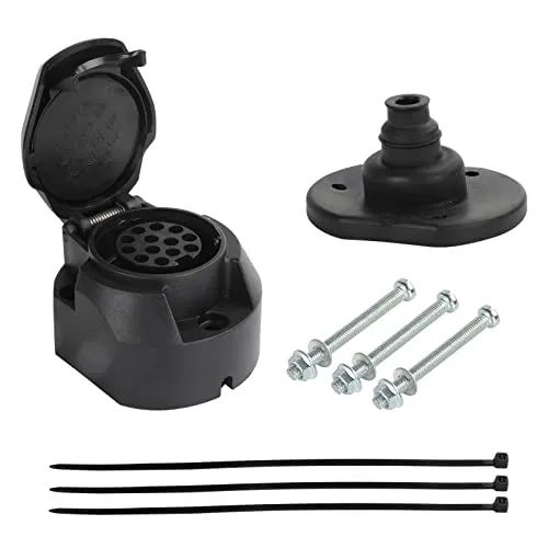 Qiping 13 poliger Anhängersteckdose Set, Wasserdicht Anhängerkupplung Steckdose 13 polig