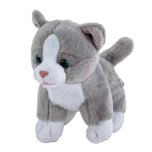 Teddys Rothenburg Kuscheltier Katze grau-weiß 14 cm Stoffkatze