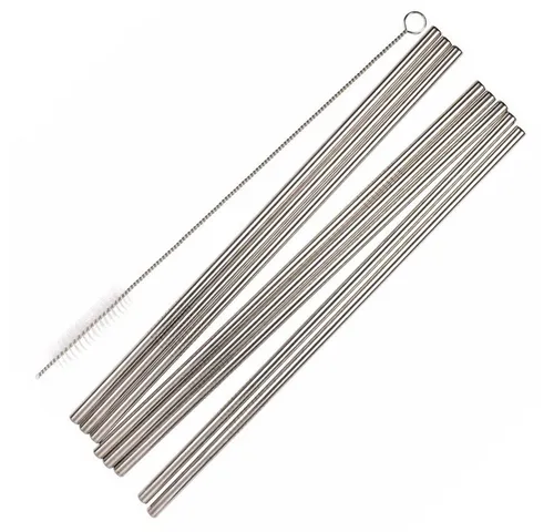 Out of the Blue Trinkhalme Metall mit Reinigungsbürste (8 Stück)