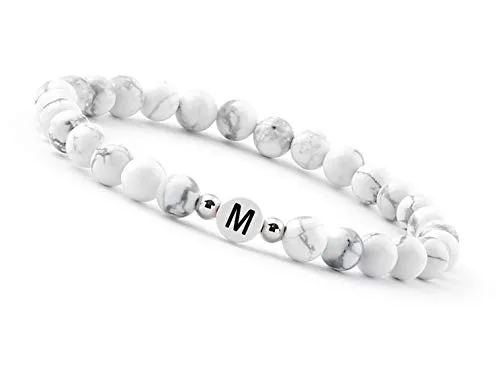 Produktbild GD GOOD.designs Pärchen Armband mit Buchstaben M | Partnerarmband aus Howlith Perlen (Buchstabe M)