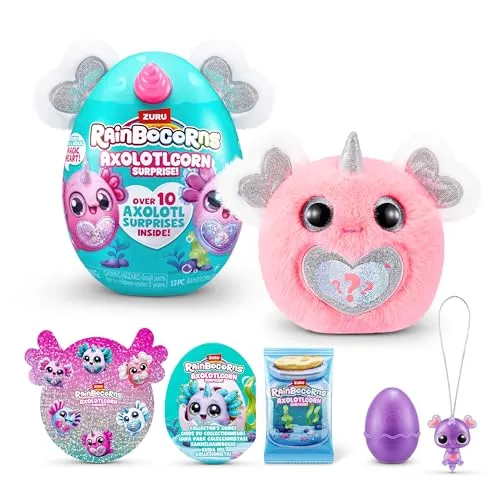 Rainbocorns Axolotlcorn Surprise (Flowy) von ZURU, Plüschspielzeug zum Sammeln für Mädchen ab 3 Jahren