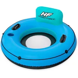 Bestway Hydro-Force Schwimmring mit Rückenlehne White Cap Rider Ø 119 cm - Schwimmring mit komfortabler Rückenlehne, ideal für entspanntes Schwimmen und Relaxen im Wasser, inklusive Getränkehalter und robustem Inflata-Shield-Material.