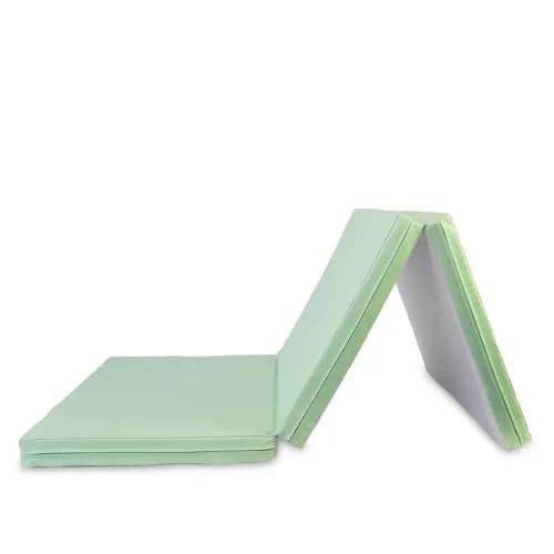 Jeflex Weichbodenmatte klappbar 210 x 100 x 8 cm - Sportmatte für Gymnastik, abwaschbar und ideal für sicheres Training, Made in Germany, in edlem Grün/Grau.