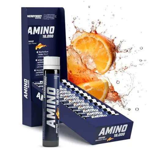 Energybody® Amino Liquid 16.000 - Hochdosierter Aminosäuren Komplex - Hochdosiertes Aminosäuren Liquid für Muskelaufbau und Regeneration. Mit Arginin und Ornithin für verbesserte Leistung im Training. Gluten- und laktosefrei, ideal für Fitness und Bodybuilding.