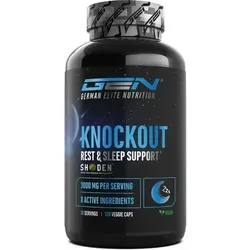 Knockout - Sleep & Recover Support - 120 Kapseln mit Shoden® Ashwagandha - Pflanzliches Ergänzungsmittel Baldrian für erholsamen Schlaf. Enthält 3000 mg Wirkstoffkomplex aus 8 Pflanzenstoffen, ideal für deine Abendroutine.