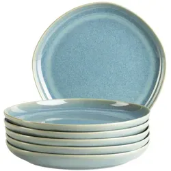 MÄSER Dessertteller 22 cm, 6-er Set - ATACAMA GRÜN - Hochwertige Steinzeug-Teller in organischen Formen, spülmaschinen- und mikrowellengeeignet. Ideal für vielseitige Anlässe, von Tapas-Abenden bis zu Familien-Dinner.