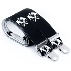 JOB 4-Clip Hosenträger DACHDECKER Zunftemblem 120 cm - Hosenträger für Herren mit Dachdecker-Emblem, 4 Clips für sicheren Halt und 120 cm Länge - ideal für Handwerker und Berufstätige.