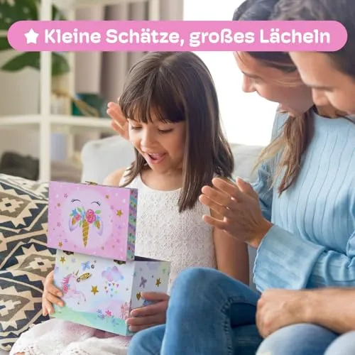 Jewelkeeper Einhorn Schmuckaufbewahrung - Musikalisches Schmuckkästchen für Kinder - Kinder Schmuckkästchen mit zauberhaftem Einhorn-Motiv und 4 Ausziehschubladen. Die Spieluhr spielt die Melodie Wunderschöner Träumer und begeistert kleine Prinzessinnen.