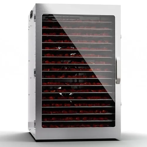 Captain Jerky 200 Dörrautomat 2000W - Dörrautomaten für gesunde Snacks: Mit 30-90 °C und 24h-Timer aus Edelstahl ideal für Obst, Gemüse und Fleisch, perfekt für Fitness und gesunde Ernährung.