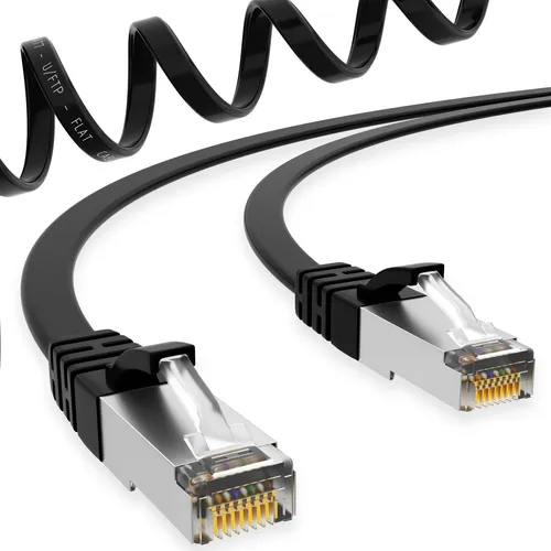 5m Kabel Patchkabel Flachkabel Netzwerkkabel RJ45 Stecker CAT7 slim Schwarz Flat