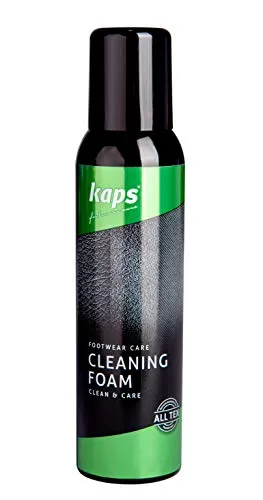 Kaps Schuh-Reinigungsschaum, Reiniger für Schuhe und Stiefel aus Leder, Wildleder, Nubuk, Stoff und Leinen mit und ohne Membran, Reinigungsschaum (150 ml)