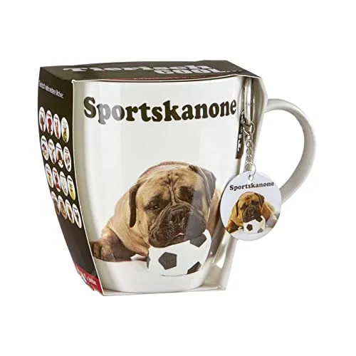 Ritzenhoff & Breker Jumbotasse mit Anhänger, Sportskanone, 600 ml, Geschenkset mit Hund-Motiv