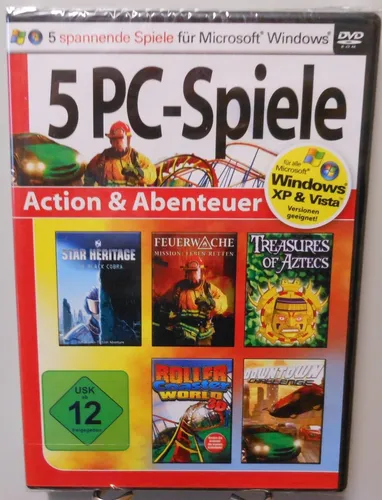 PC Spiel Software Box DVD-ROM Action und Abenteuer 5 Games voller Spannung T407