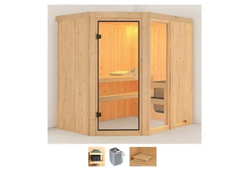 Karibu Sauna Frigga 1 – Entspannung pur mit 9-kW-Ofen von Karibu