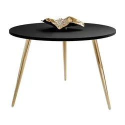Lookway Couchtisch Schwarz, 60x47 cm, Eleganter Wohnzimmertisch mit Goldfüßen