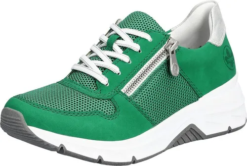 Rieker Damen Sneaker Mesh Reißverschluss Wechselfußbett 48135, Größe:37 EU, Farbe:Grün - Stylischer Damen Sneaker von Rieker mit praktischem Reißverschluss und weichem Wechselfußbett für optimalen Tragekomfort. Ideal für lässige Outfits und jeden Tag!