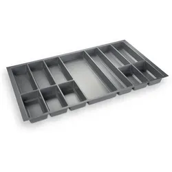 SO-TECH® Besteckeinsatz ORGA-BOX® IV - Universeller Besteckeinsatz für Schubladen mit Korpusbreiten von 300 - 1200 mm, aus langlebigem Kunststoff in silbergrau, ideal für eine ordentliche und übersichtliche Küchenschublade.