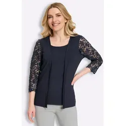 Sieh an! 2-in-1 T-Shirt 3/4-Arm blau Größe 44