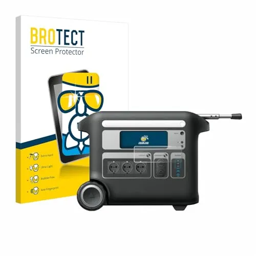 BROTECT Schutzglas Folie für Anker SOLIX F2000 Panzer Schutzfolie Glas [Extrem Kratzfest 9H, Anti-Fingerprint, Ultra-Transparent]