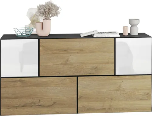 Sideboard VARIANTO 3 Schrank Set 5 tlg. – Modernes Design in Anthrazit und Weiß