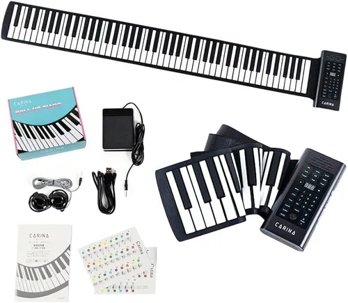 Carina Roll-Up Piano 88 Tasten Keyboard USB aufladbar mit Lautsprecherpedal Neu