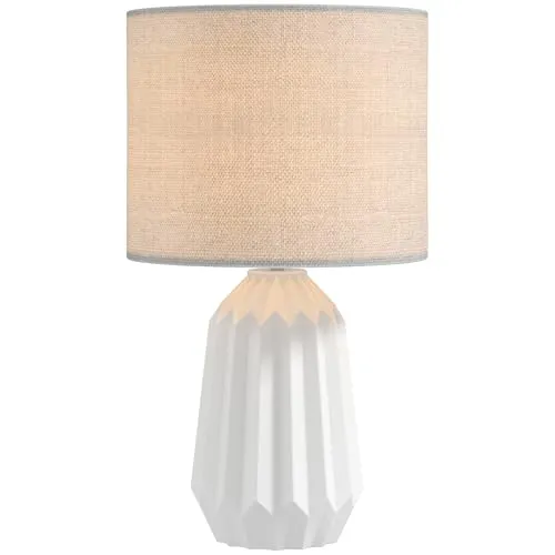 HOMCOM Tischlampe Tischleuchte, Nachttischlampe mit Leinenschirm, Wippschalter, Vintage Schreibtischlampe Leselampe für Schlafzimmer Wohnzimmer, E27 Fassung, Leuchtmittel nicht enthalten, Weiß