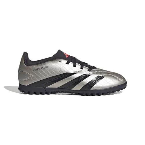 Adidas Predator Club TF Fußballschuhe Kinder - Schwarz/Silber - Größe 37 1/3 - Fußballschuhe für Kinder mit strukturiertem Obermaterial aus Synthetik, ideal für Kunstrasen, bieten leichten Halt und Dämpfung für präzise Spielzüge.