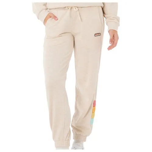 RipCurl Surf Revival Track Pant Oatmeal (0721) L - Leichte Damen Surf Beach Pant mit gesmoktem Bund und verstellbarem Kordelzug. Aus 100% Baumwolle für optimalen Tragekomfort beim Baden und Wassersport.
