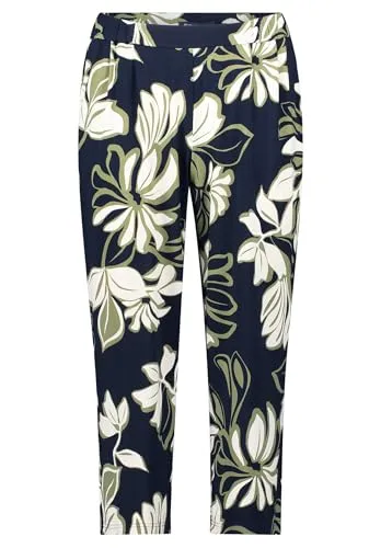 Betty Barclay Damen Schlupfhose mit Bundfalten 42, Dark Blue/Green - Damen-Hosen im modernen Floral-Design, Relaxed Fit für hohen Tragekomfort und stilvolles Auftreten.