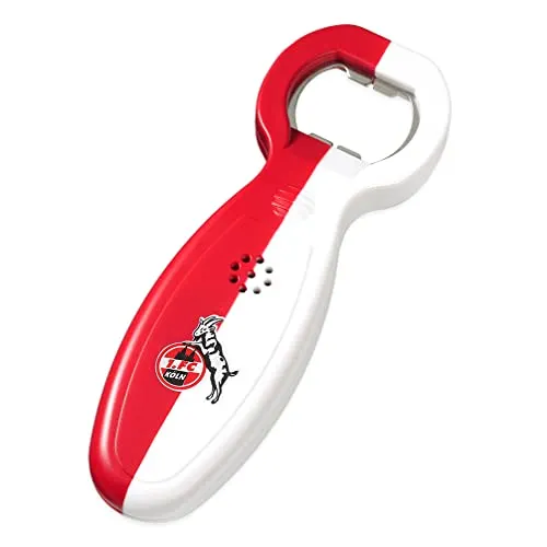 1. FC Köln Soundflaschenöffner, Rot - Flaschenöffner mit Tooooor-Sound für echte 1. FC Köln-Fans, aus 75% recyceltem Kunststoff – perfekt für gesellige Abende!