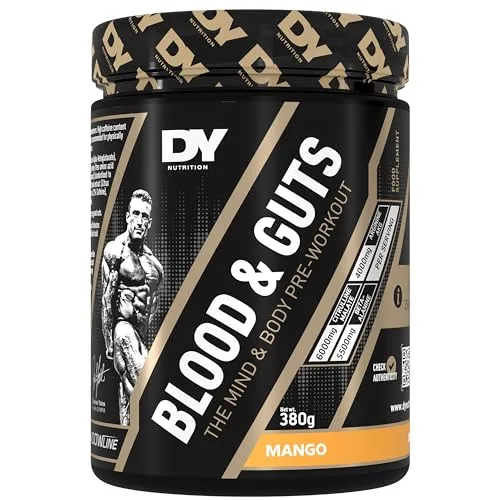 Dorian Yates Nutrition - Blood & Guts Pre Workout Booster (380g, Mango) - Leistungsstarker Pre Workout Booster für maximale Energie und Fokus. Angereichert mit hochwertigen Inhaltsstoffen für intensivere Workouts und optimierte Ausdauer.