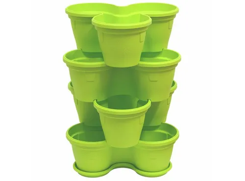 Engelland Blumenständer Säulentopf, Hochbeet, Kräuterbeet (Vorteils-Set, 4 St., 11 Liter Fassungsvermögen je Ebene), fallsicher, UV-beständig, stapelbar, platzsparend, robuster Kunststoff