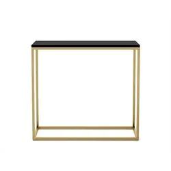 Bettso Konsolentisch, Schwarz, Gold, Holzwerkstoff, Metall, 80x80x25 cm, Wohnzimmer, Wohnzimmertische, Konsolentische