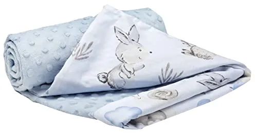 Medi Partners Babydecke Baby Decke Neugeborenen - Kuscheldecke Geschenk Babydecken 75x100cm für Kleinkinder Mädchen Krabbeldecke Kinderbett Kinderwagen 100% Baumwolle (REH und Igel mit blauem Minky)