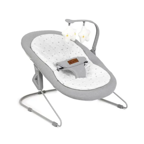 Jané Light, Babywippe ab Geburt, Ultraleichte Babywippe mit natürlicher Wippbewegung, Spielbogen und Neugeboreneneinsatz, Abnehmbarer und Waschbarer Bezug, Grau