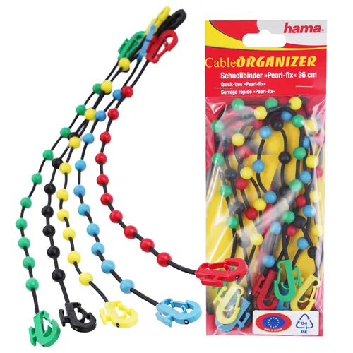 5x Hama Kabelbinder 36cm wiederverwendbar Kugel-Binder Schnell-Binder TV HiFi PC