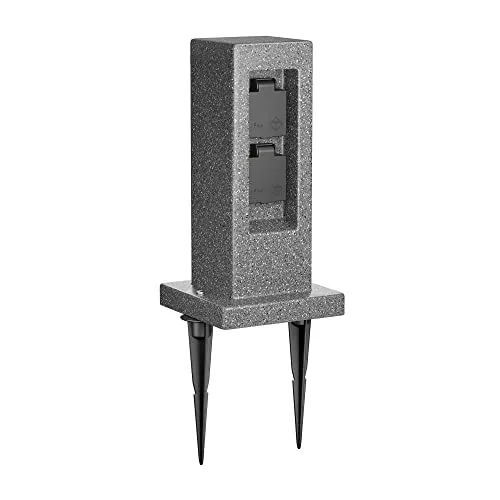 Ledscom.de Garten Steckdosensäule POCK mit Erdspieß, IP44, anthrazit