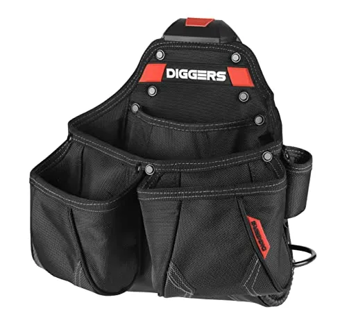 Diggers Tools - Zimmermann XL Werkzeugtasche [ Profi Quik Klik System ] - Flexibel Kombinierbare Werkzeugtasche Gürtel - Hochwertige Gürteltasche Werkzeug für Elektriker, Dachdecker & Zimmerer