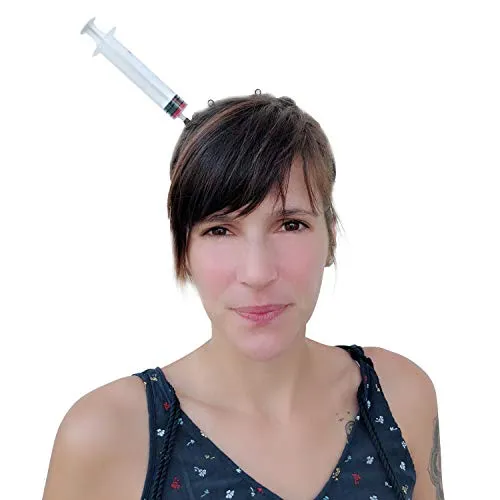 Oblique Unique® Spritze im Kopf Haarreifen Blutig - Halloween Karneval Fasching Accessoire Prank Grusel Horror