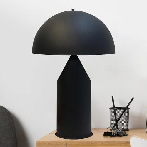 bamyum Lipeo Tischlampe Retro - Pilz Lampe Klein Schwarz - Tischlampe im Vintage-Stil, ideal für Schlafzimmer oder Arbeitszimmer. Hochwertige Metallverarbeitung, E27 Fassung für bis zu 60 Watt, inklusive 150 cm Kabel für flexible Platzierung.
