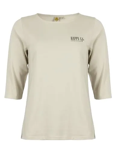 ROADSIGN australia Damen Langarmshirt Shirt mit positiven Print für inspirierende Alltagslooks beige, 2XL
