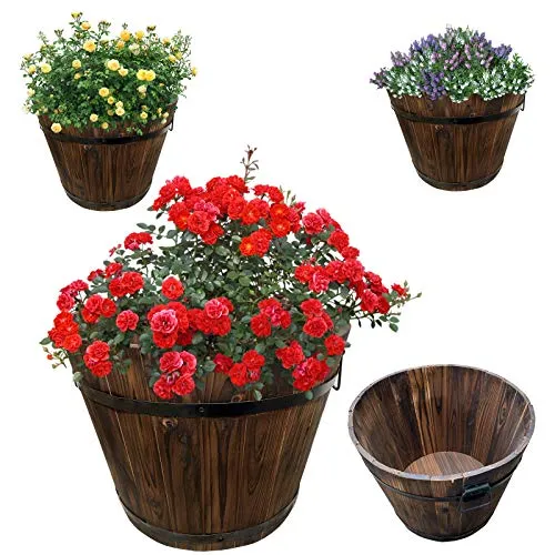 Holz Pflanzkasten Größe M - Dekokübel für Balkon und Garten - Holzkübel Größe M (31,5cm Durchmesser, 25cm hoch) aus robustem Material. Ideal für Balkon, Garten oder als stilvolles Dekoobjekt im Haushalt. Nachhaltig und langlebig, verbindet rustikalen Charme mit modernem Design.